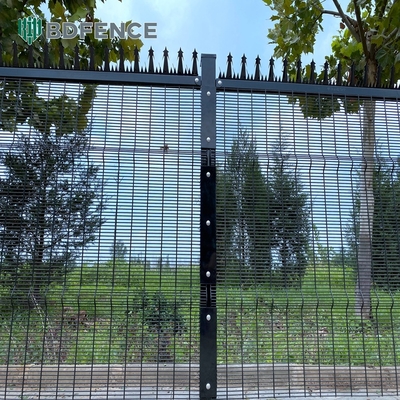 358 سیم میش Clearview فلز فولاد بیرونی Clear Security Fence Panels Clear View
